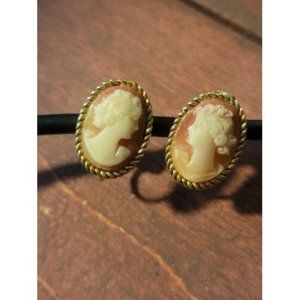 Vintage Cameo Clip Earrings
